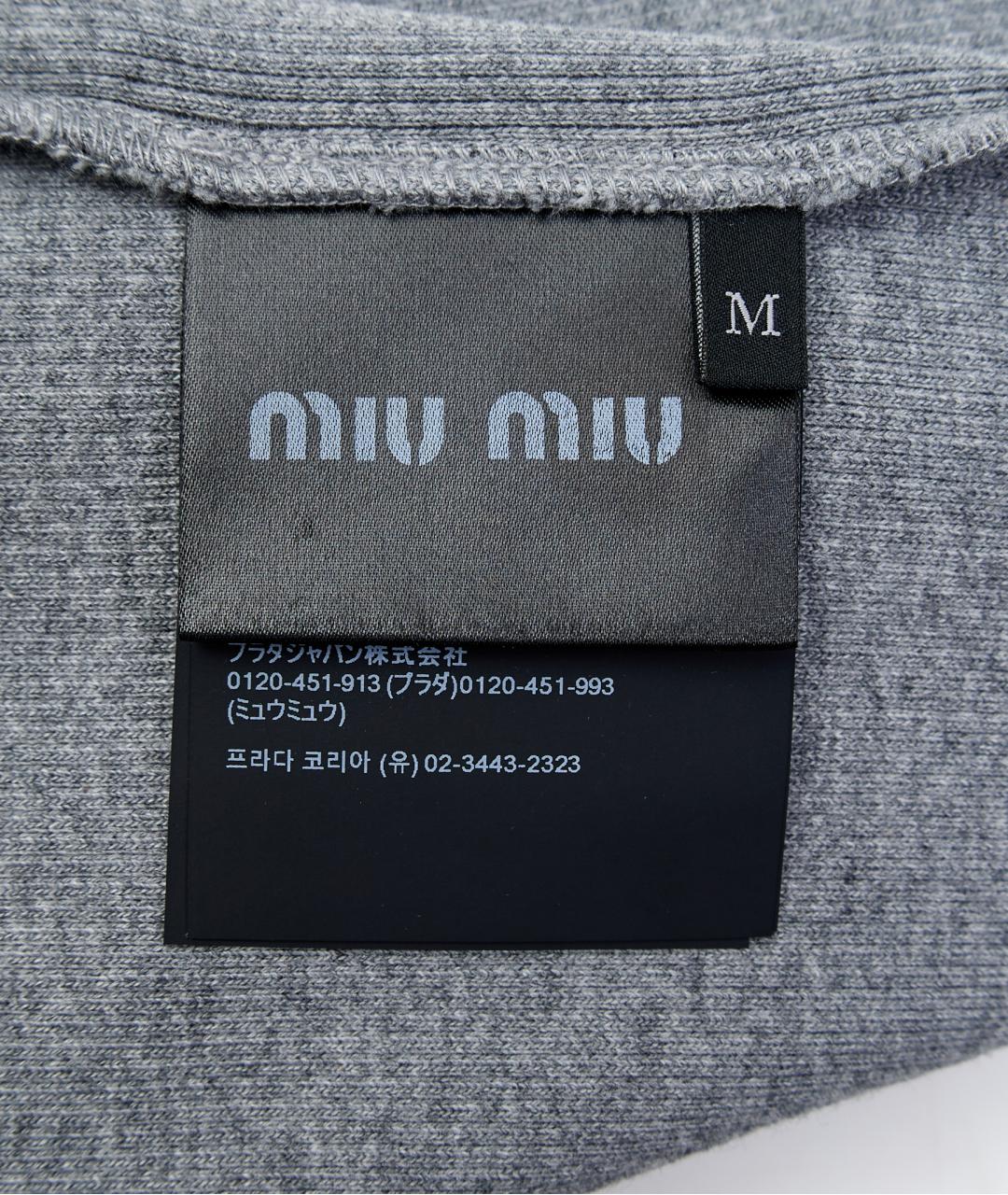 MIU MIU Серая хлопковая майка, фото 5