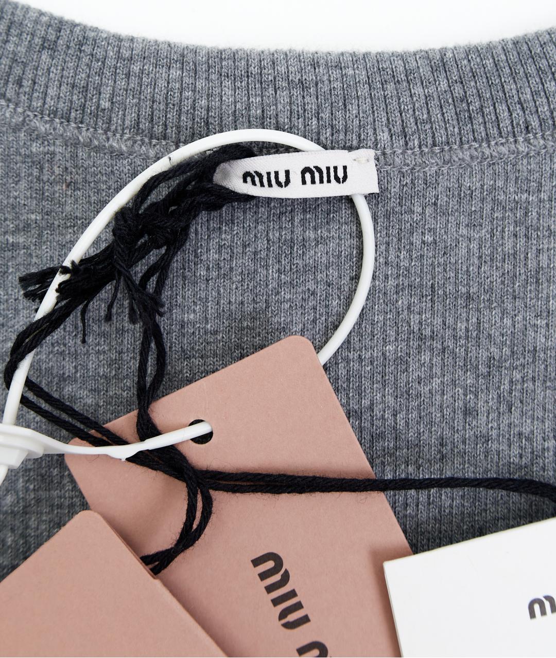 MIU MIU Серая хлопковая майка, фото 3