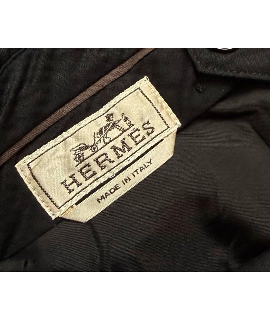 HERMES Черные шерстяные классические брюки, фото 7