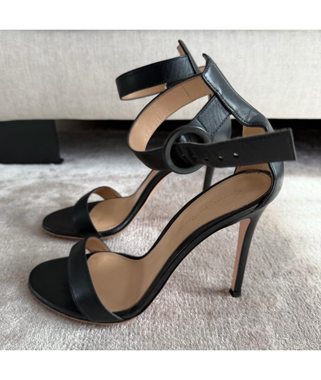 GIANVITO ROSSI Черные кожаные босоножки, фото 6