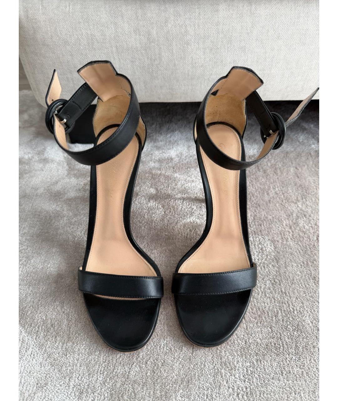 GIANVITO ROSSI Черные кожаные босоножки, фото 2