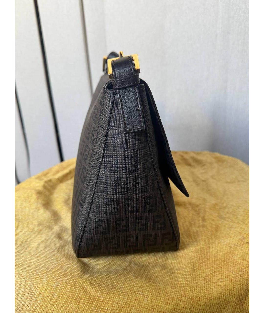 FENDI Коричневая сумка с короткими ручками из канвы, фото 5