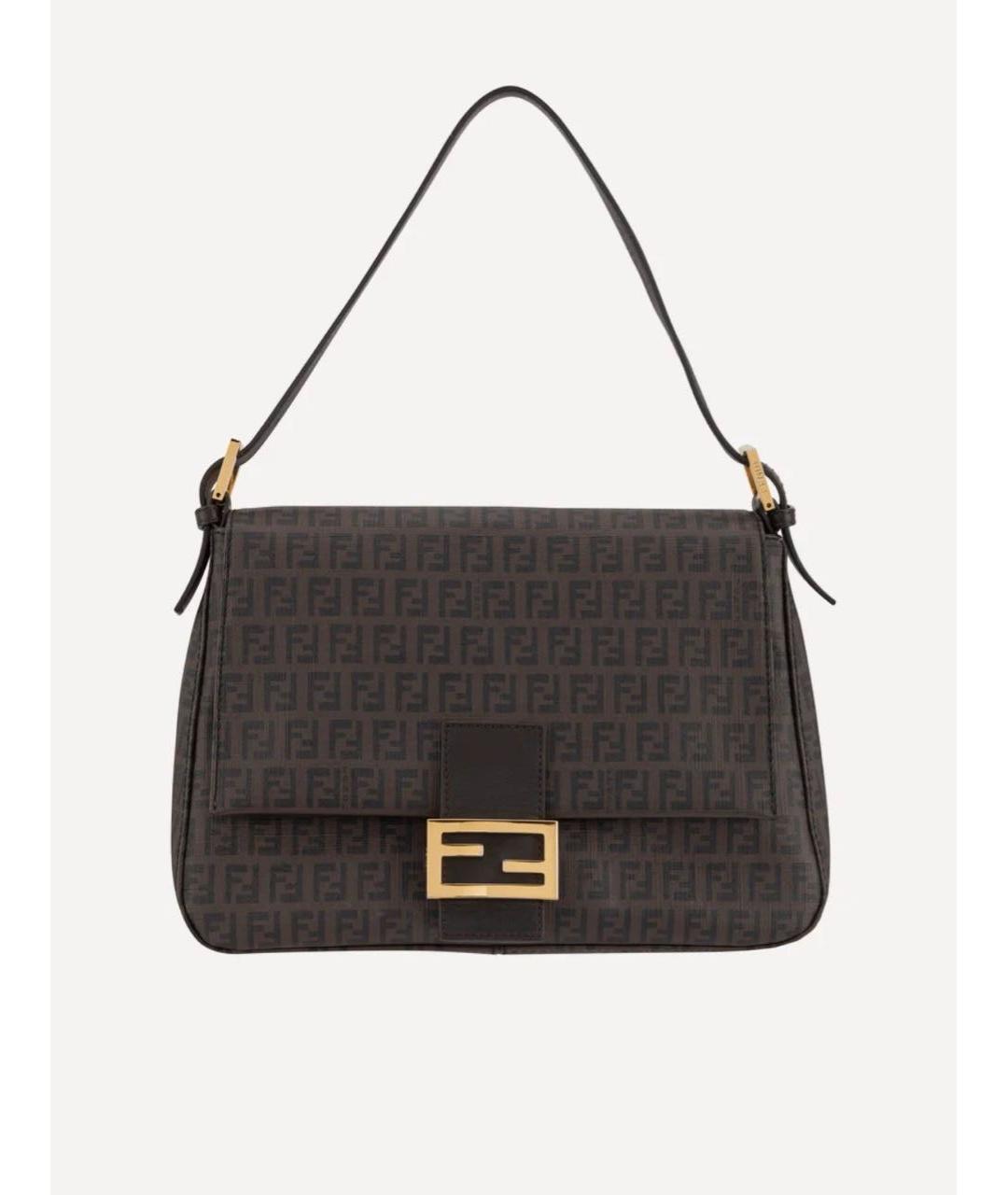 FENDI Коричневая сумка с короткими ручками из канвы, фото 8