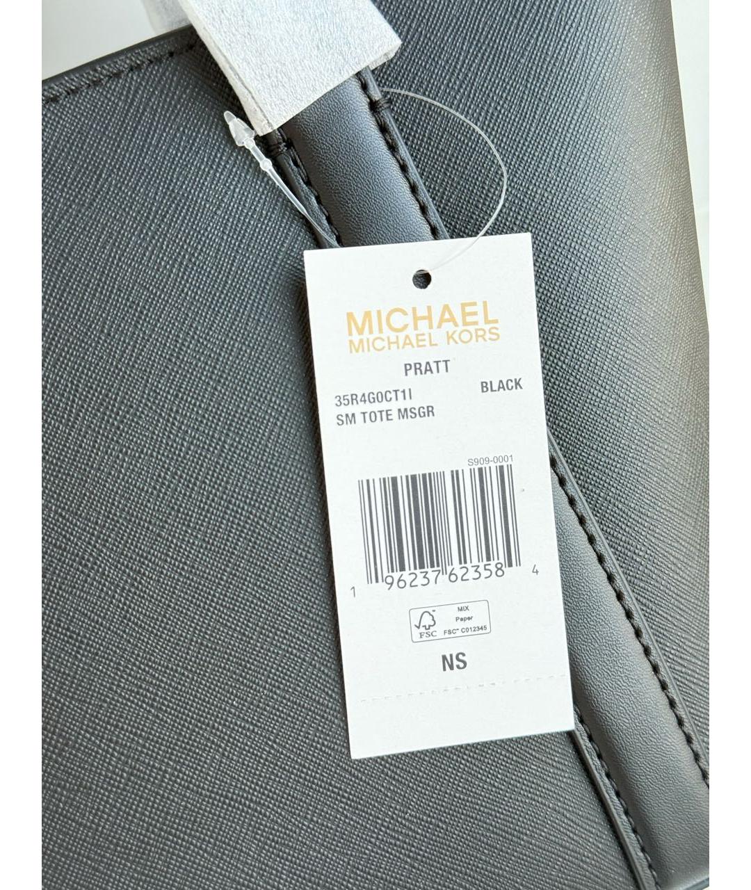 MICHAEL KORS Черная сумка тоут из канвы, фото 8