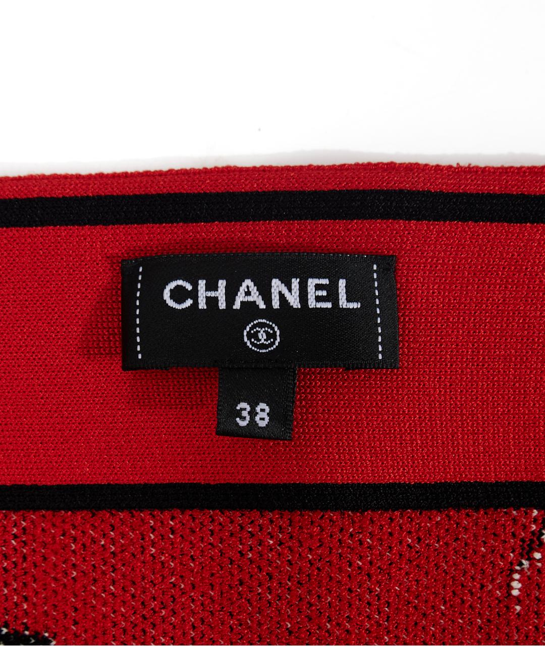 CHANEL Красная вискозная юбка макси, фото 4