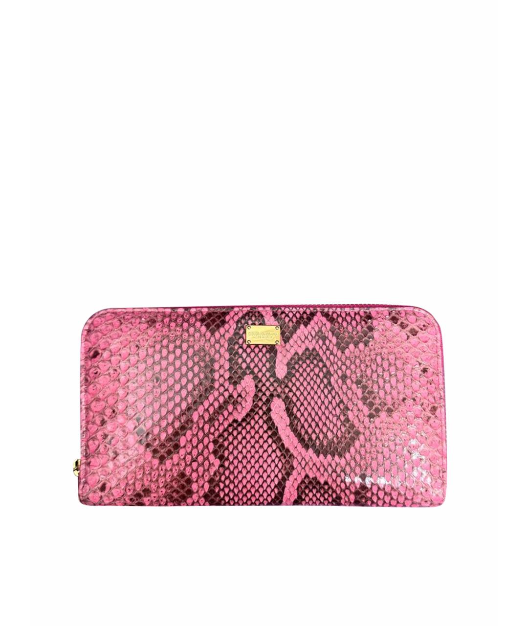 DOLCE&GABBANA Розовый кошелек из кожи питона, фото 1