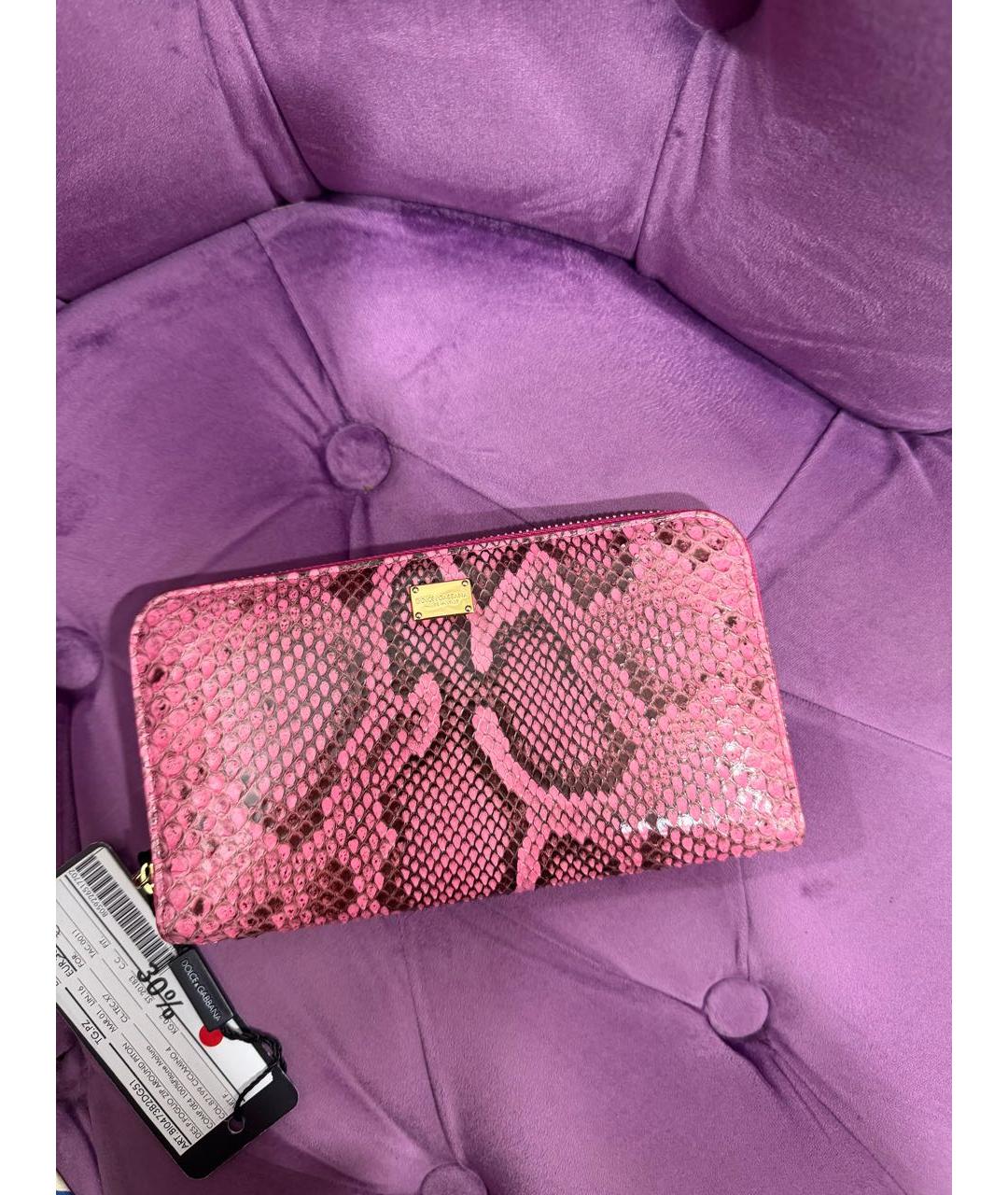 DOLCE&GABBANA Розовый кошелек из кожи питона, фото 3