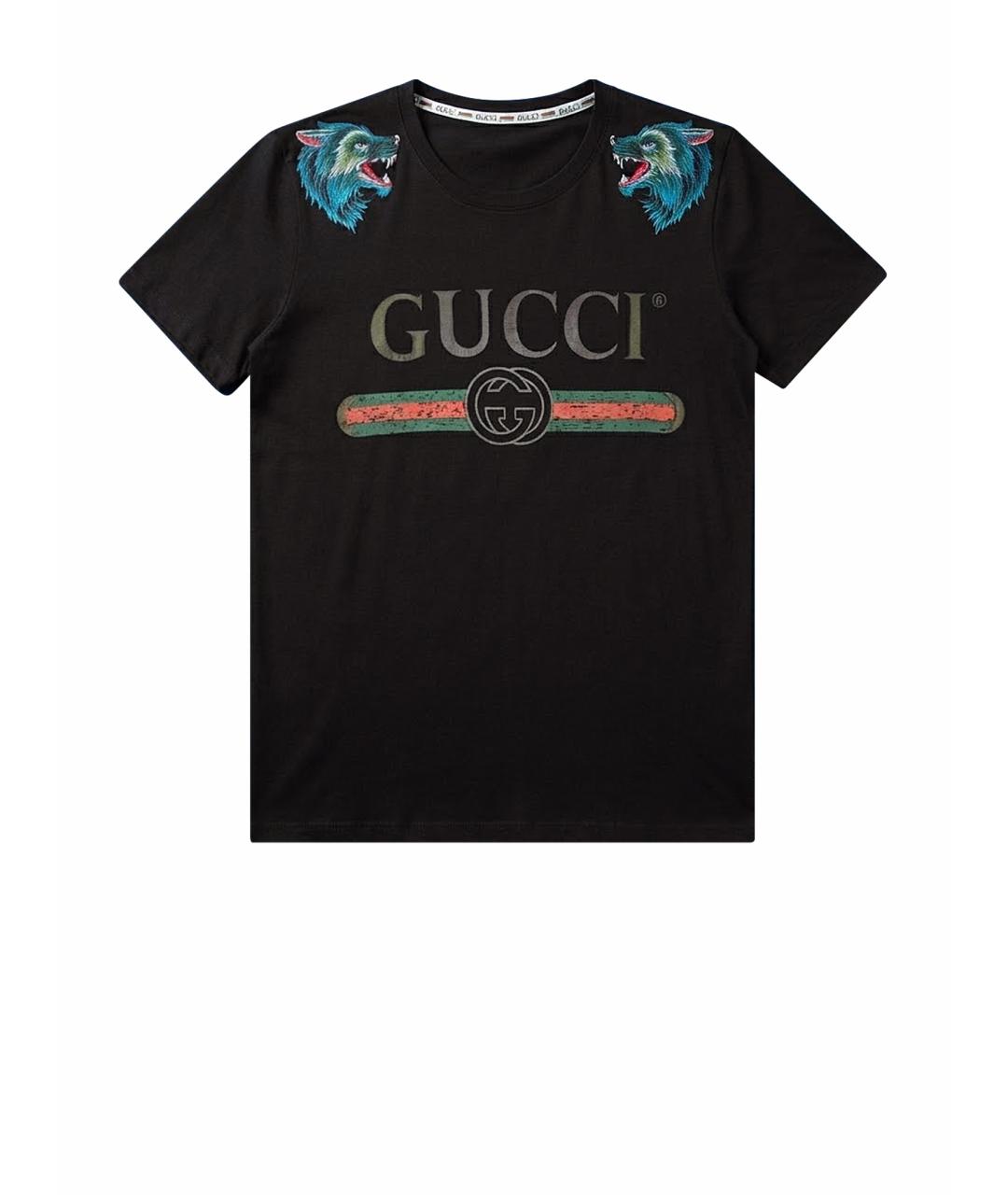 GUCCI Черная хлопковая футболка, фото 1