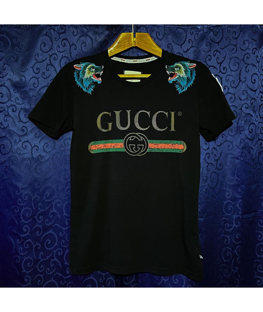 GUCCI Черная хлопковая футболка, фото 7