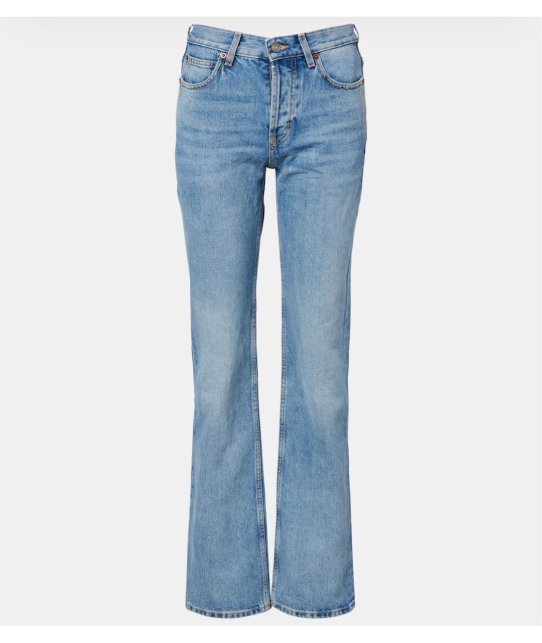 SAINT LAURENT Голубые хлопко-эластановые прямые джинсы, фото 3