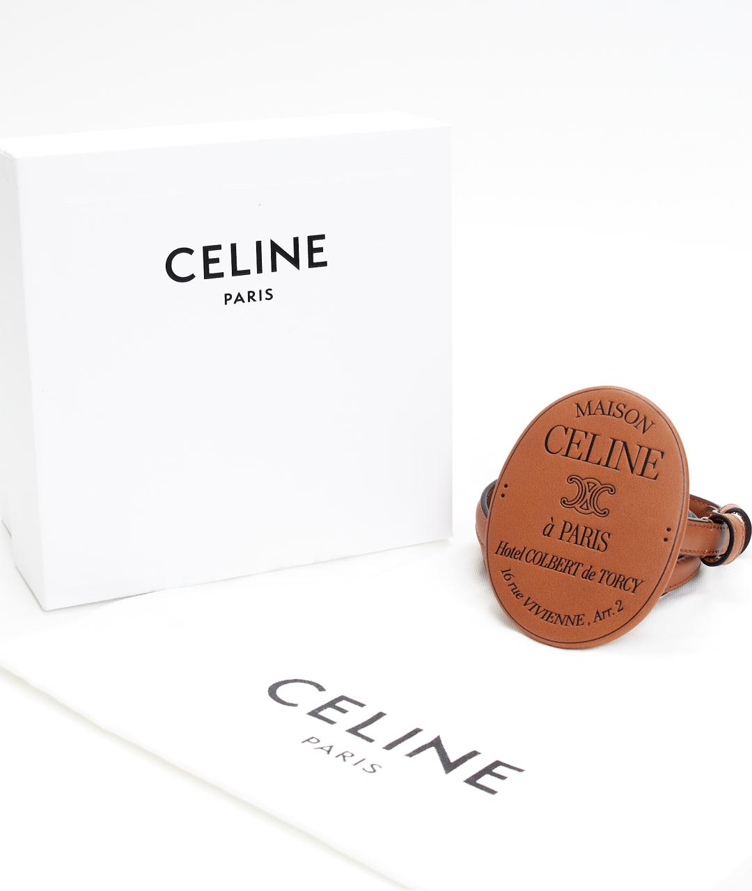 CELINE Коричневый кожаный ремень, фото 4