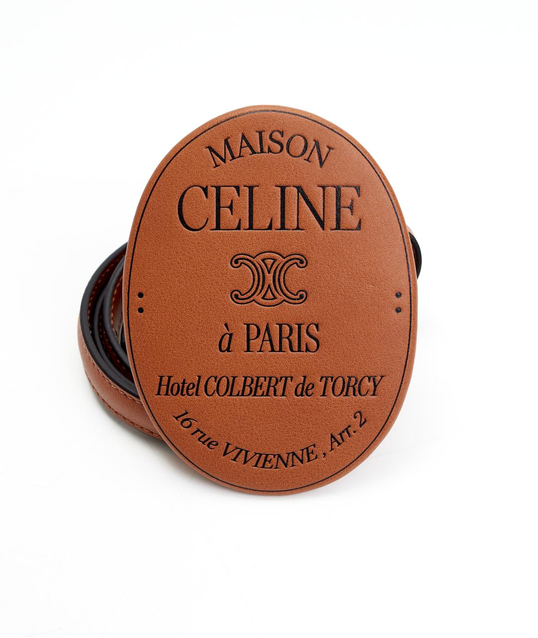 CELINE Коричневый кожаный ремень, фото 1
