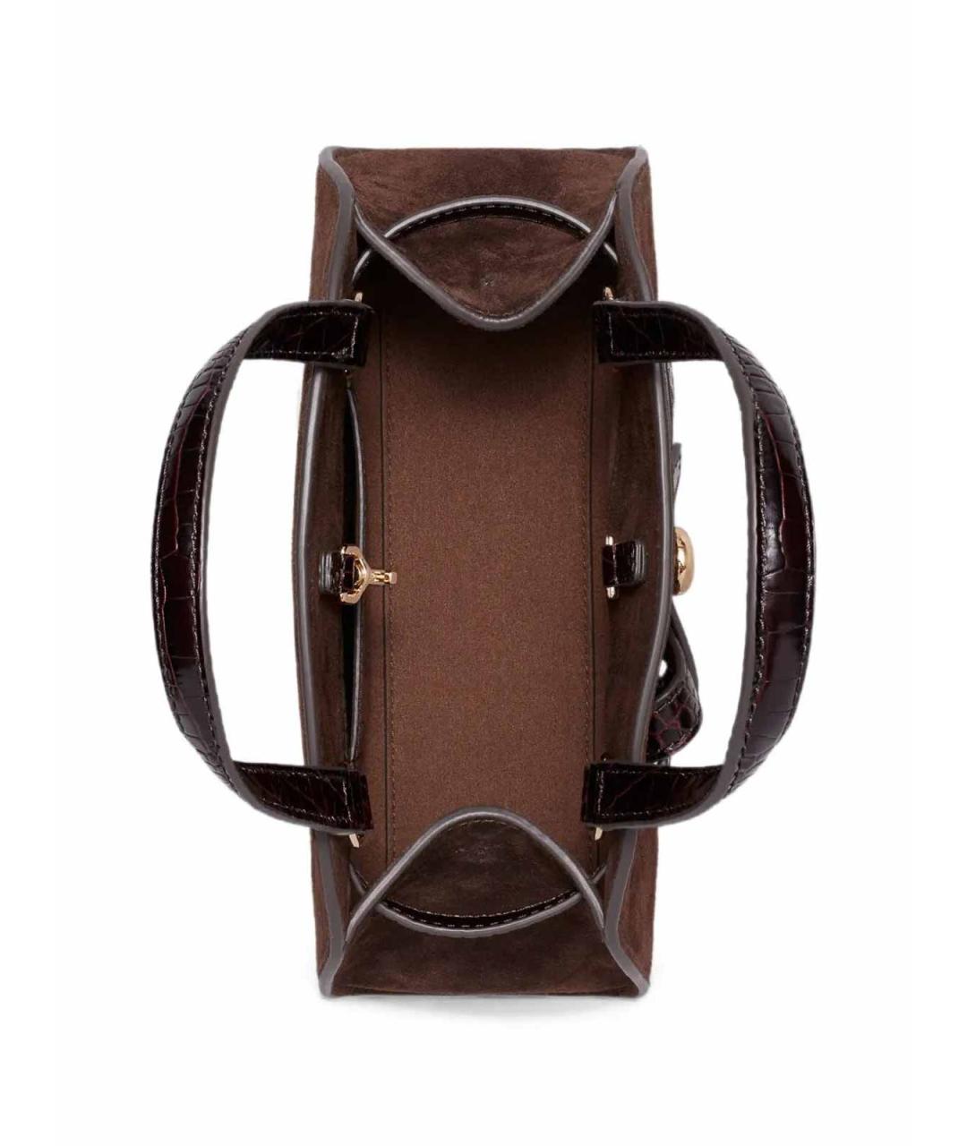 TORY BURCH Коричневая замшевая сумка с короткими ручками, фото 3