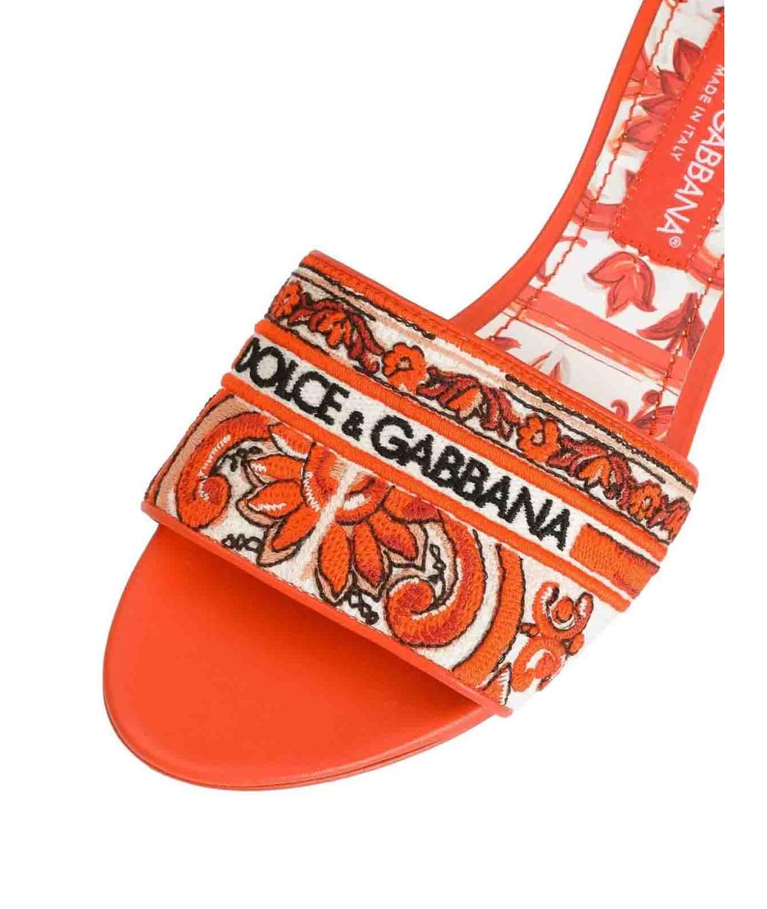 DOLCE&GABBANA Оранжевые кожаные мюли, фото 3