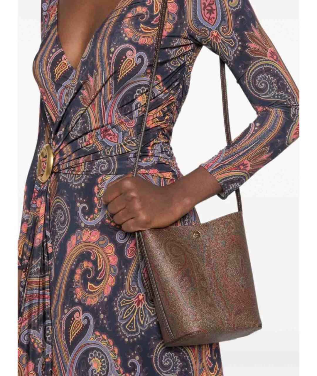 ETRO Коричневая кожаная сумка через плечо, фото 2
