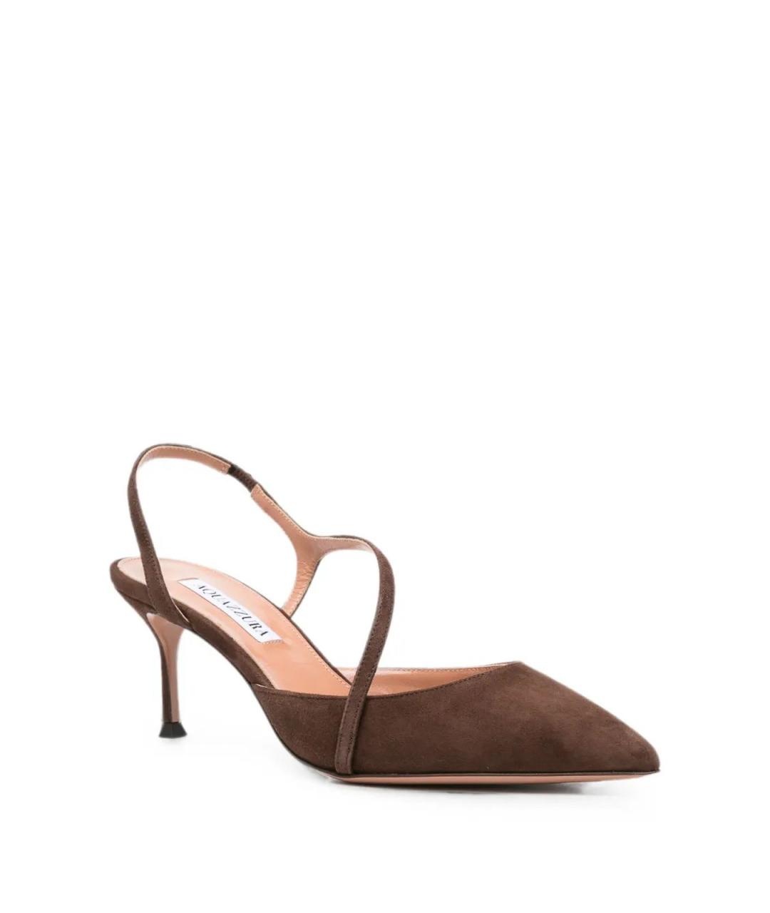 AQUAZZURA Коричневые замшевые туфли, фото 2