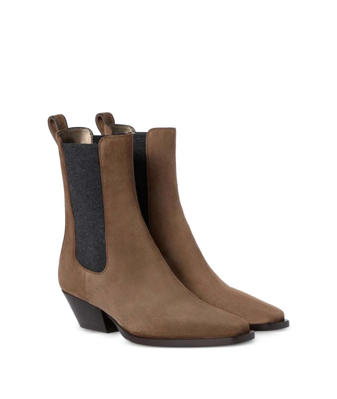 BRUNELLO CUCINELLI Коричневые кожаные ботильоны, фото 2
