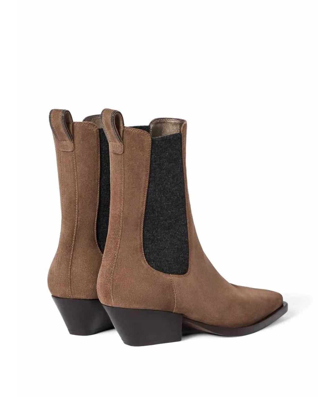 BRUNELLO CUCINELLI Коричневые кожаные ботильоны, фото 4