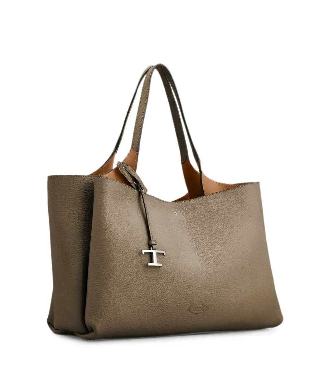 TOD'S Бежевая кожаная сумка тоут, фото 2