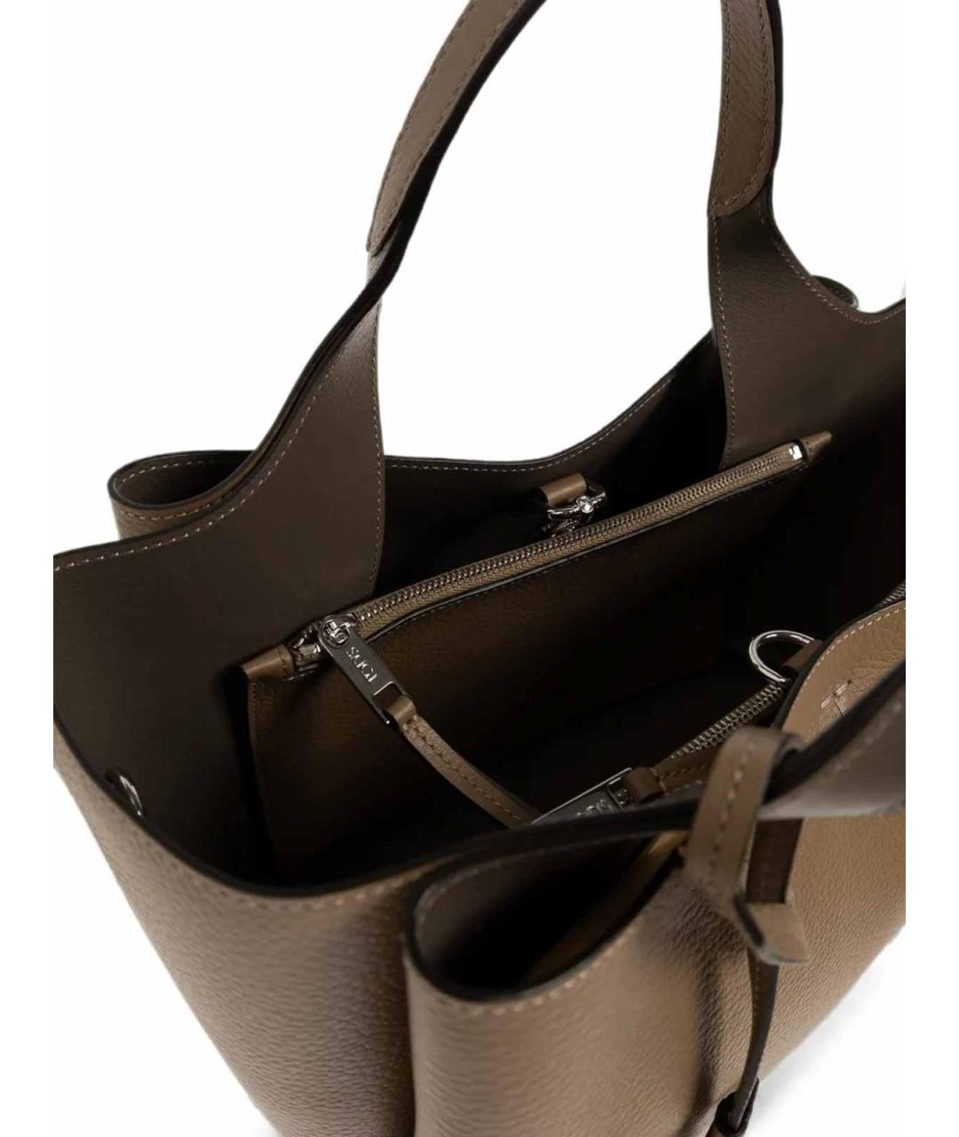 TOD'S Коричневая кожаная сумка с короткими ручками, фото 4