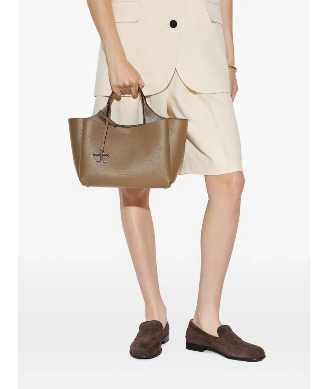 TOD'S Коричневая кожаная сумка с короткими ручками, фото 2