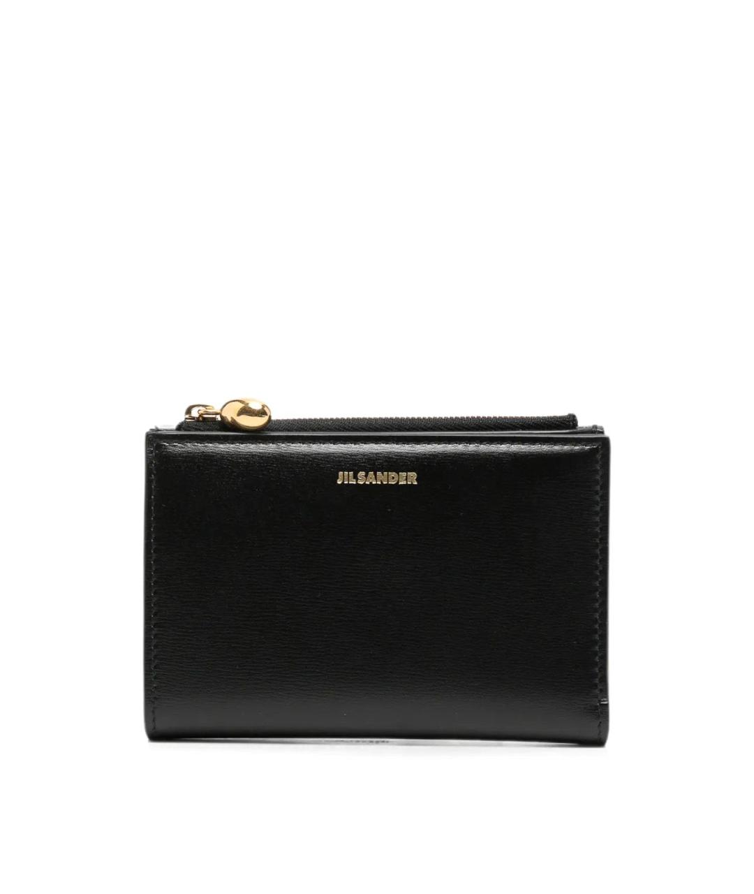 JIL SANDER Черный кожаный кошелек, фото 1