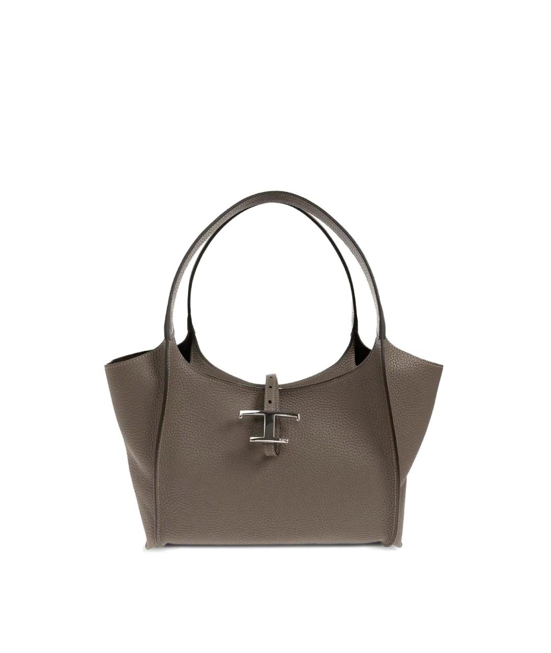 TOD'S Серая кожаная сумка тоут, фото 1
