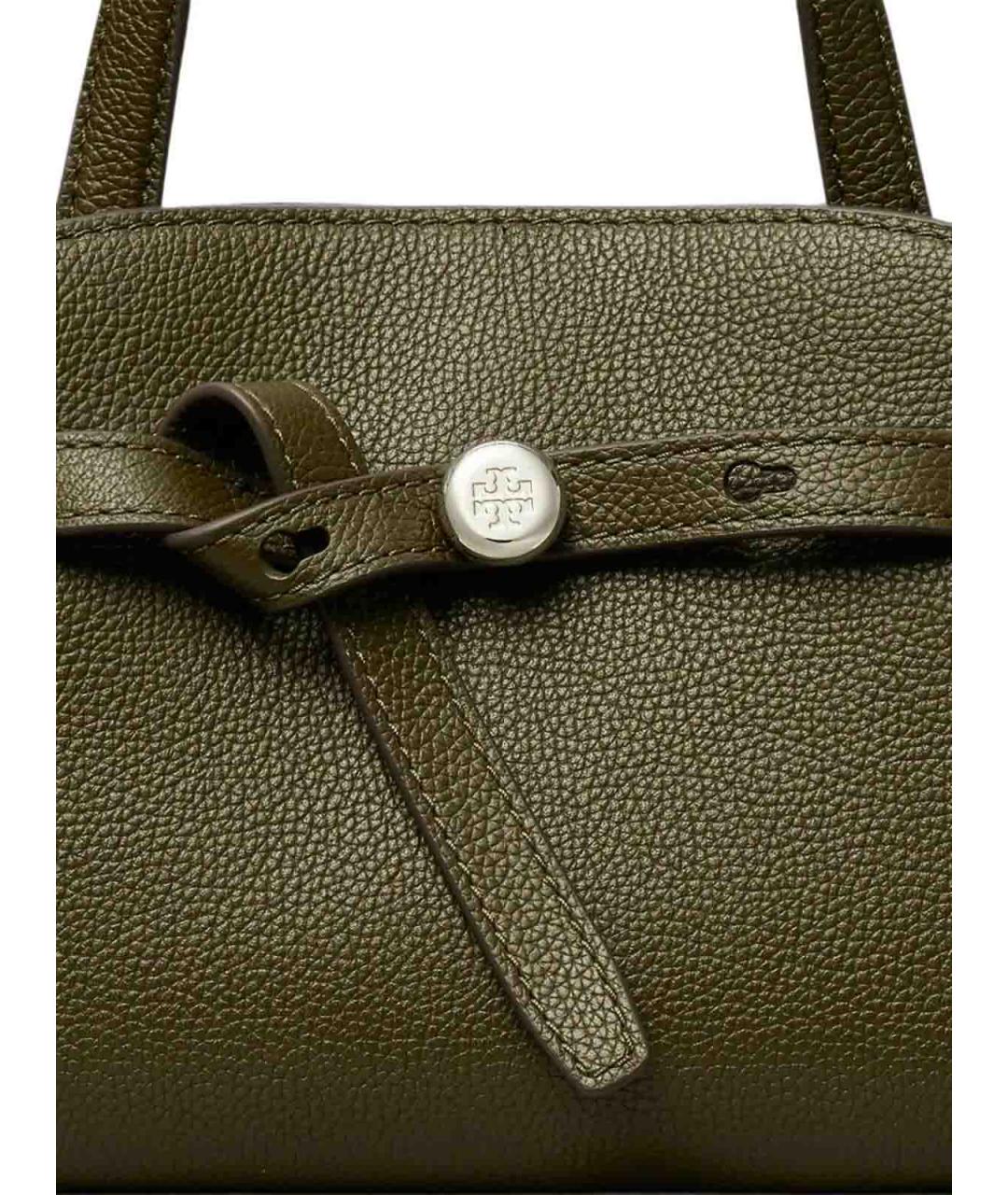 TORY BURCH Зеленая кожаная сумка с короткими ручками, фото 3