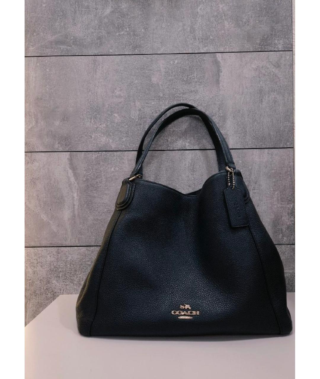 COACH Черная кожаная сумка тоут, фото 10