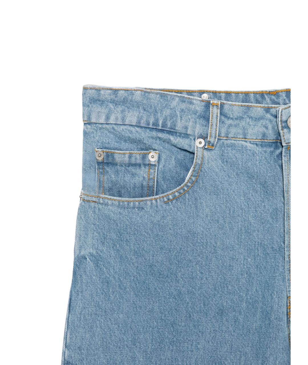 DRIES VAN NOTEN Голубые хлопковые прямые джинсы, фото 3