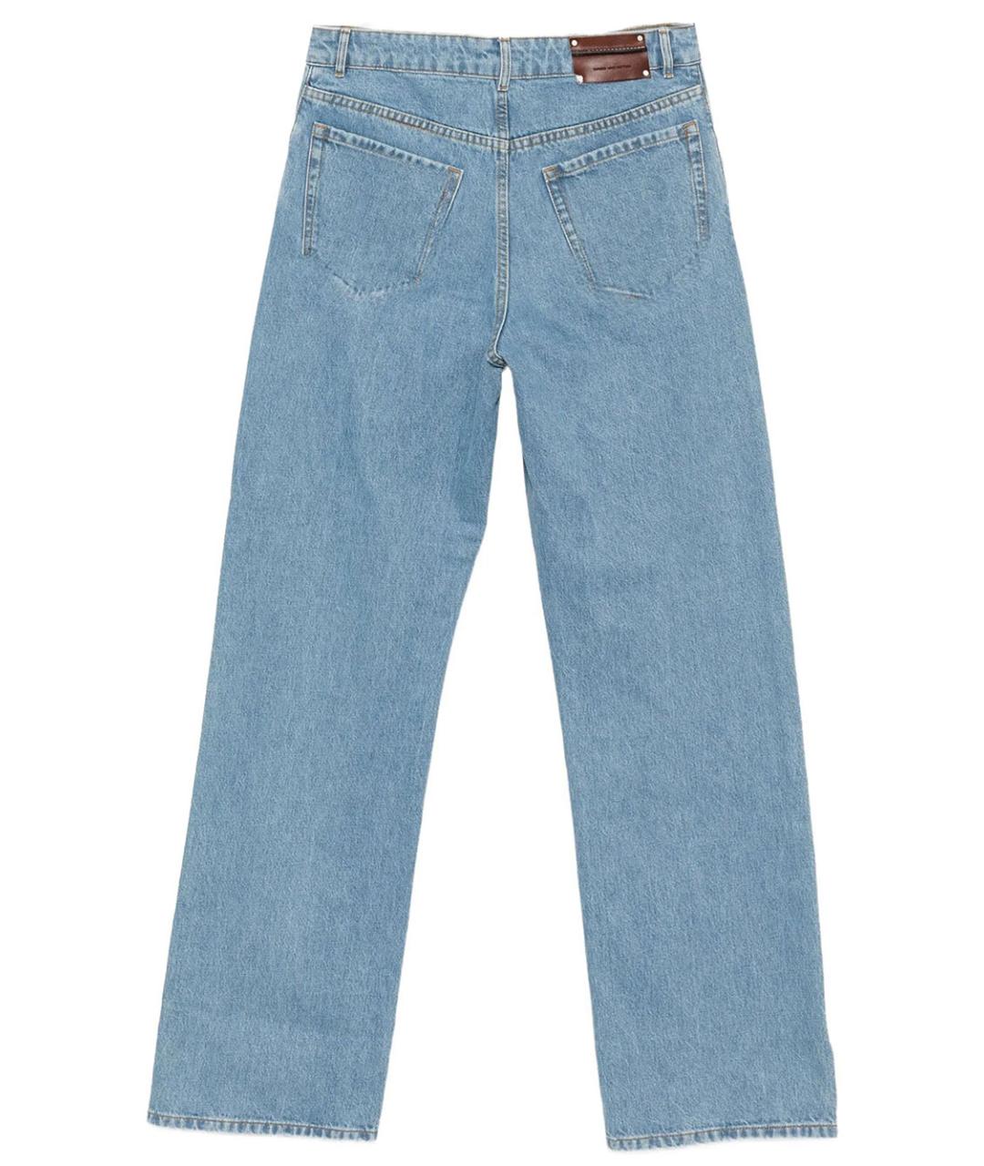 DRIES VAN NOTEN Голубые хлопковые прямые джинсы, фото 2