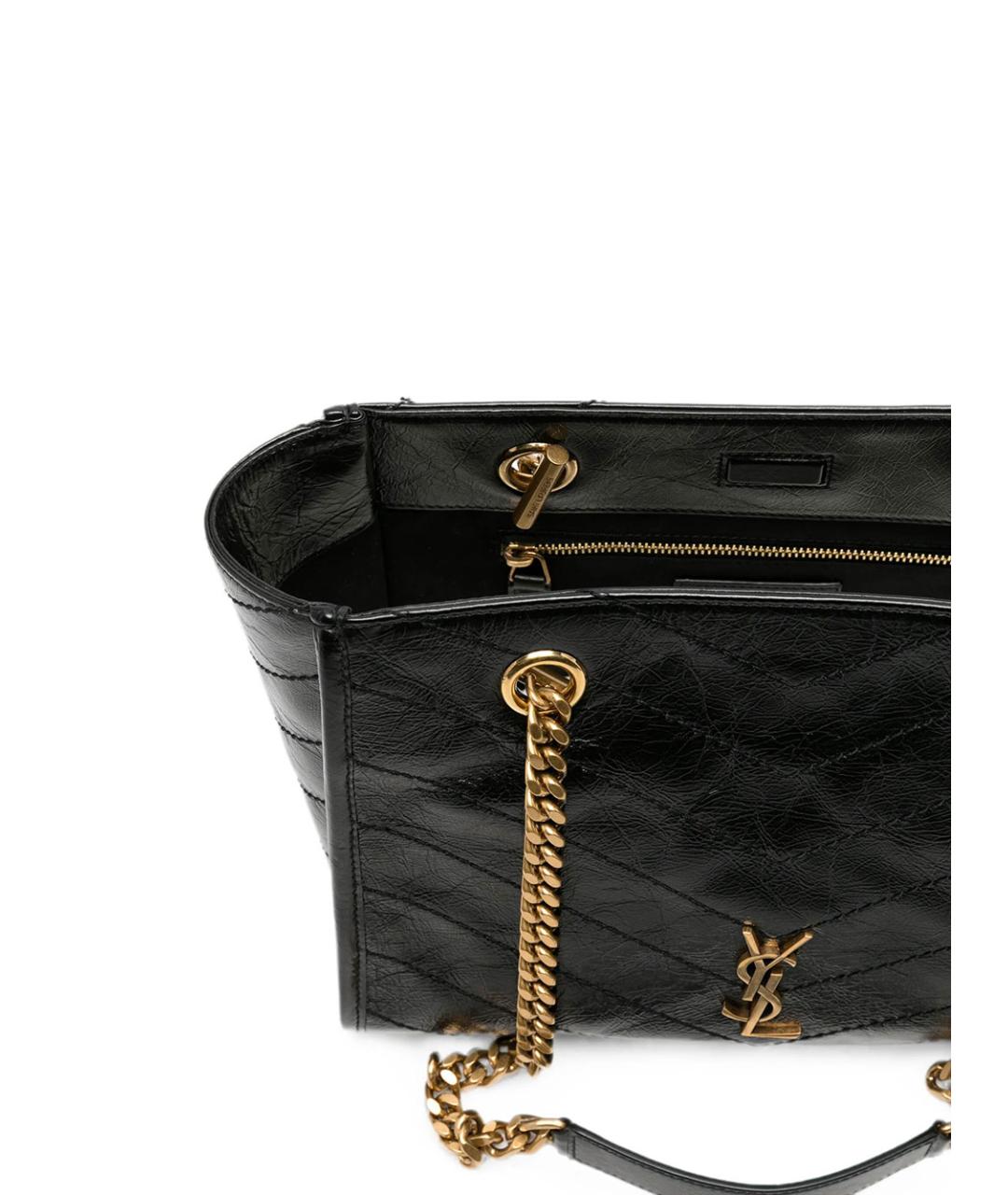 SAINT LAURENT Черная кожаная сумка тоут, фото 5