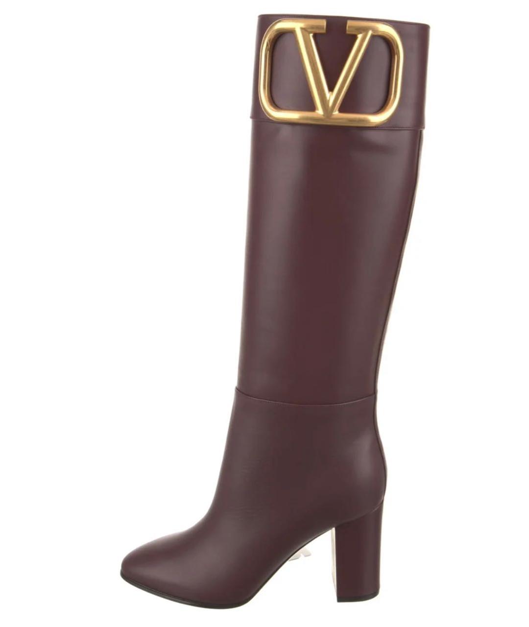 VALENTINO Бордовые кожаные сапоги, фото 5