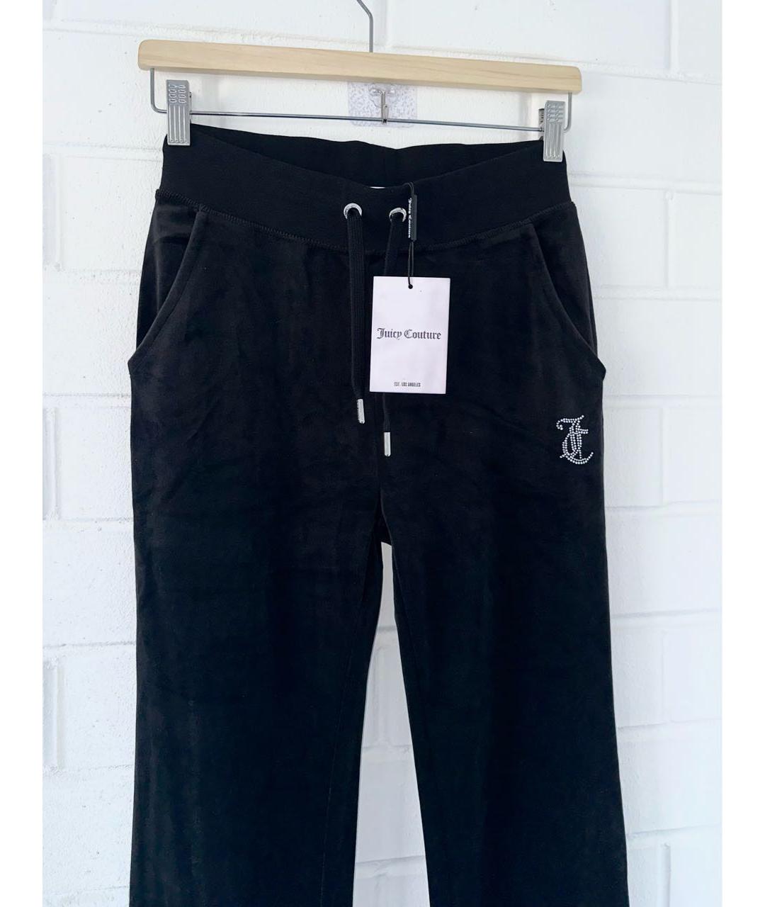 JUICY COUTURE Черные велюровые прямые брюки, фото 4