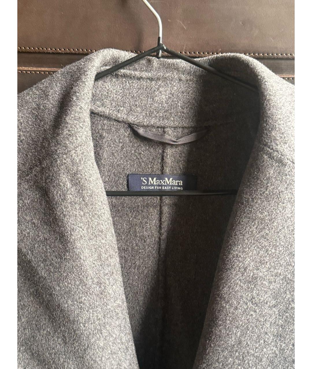 'S MAX MARA Серое шерстяное пальто, фото 3