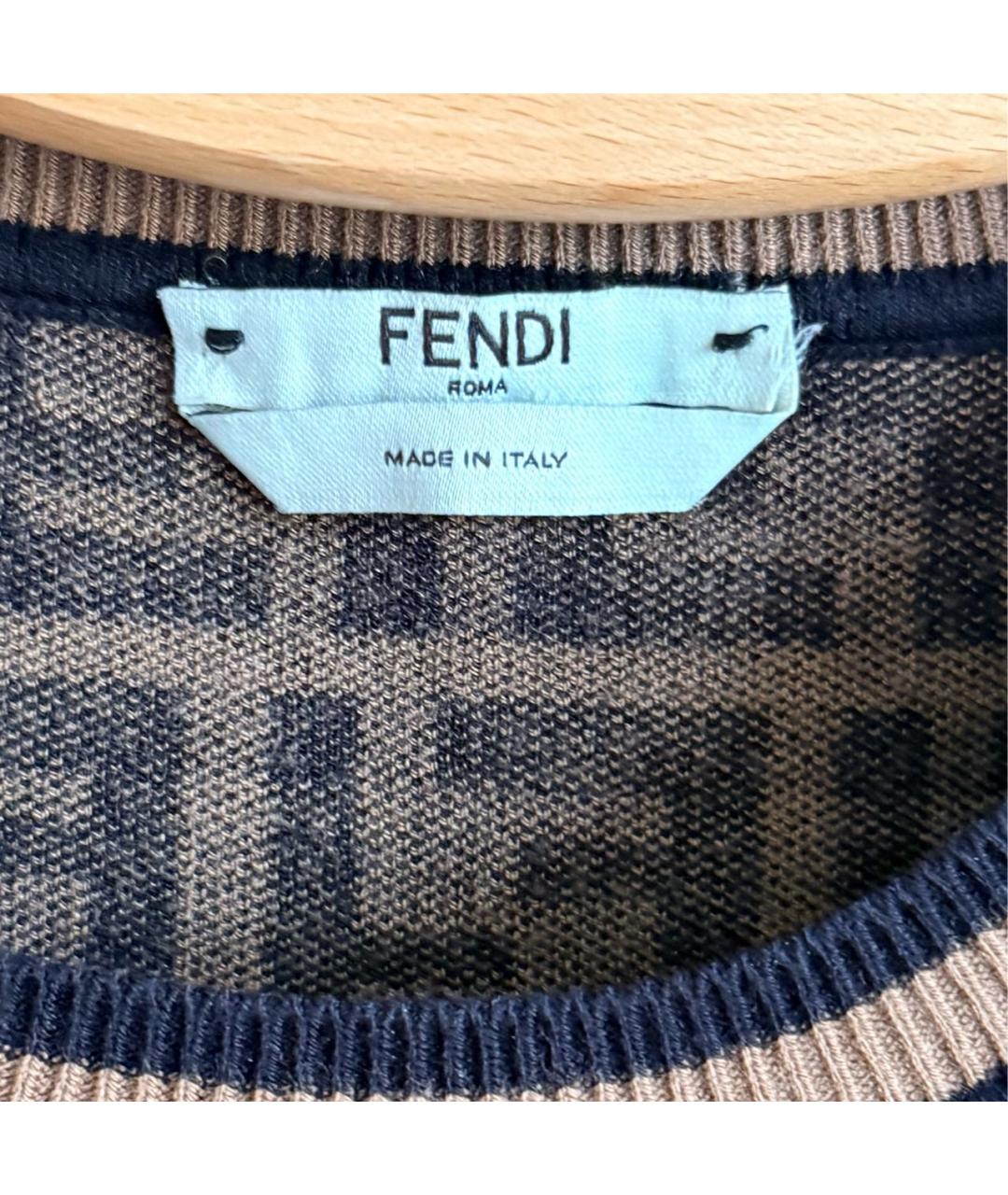 FENDI Коричневый вискозный джемпер / свитер, фото 3