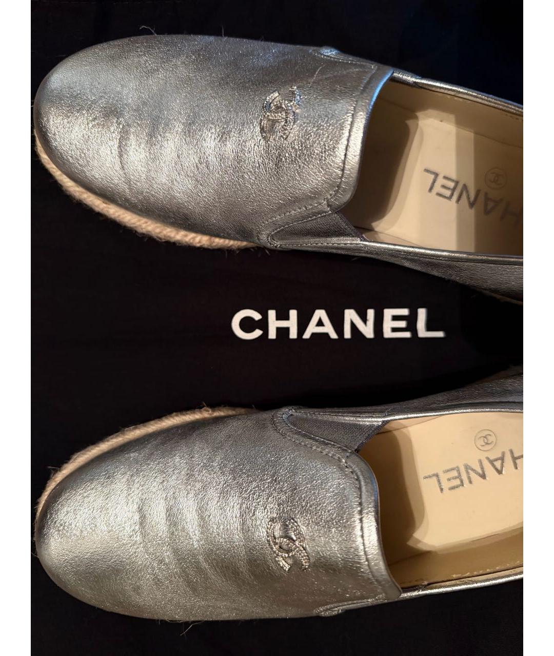 CHANEL Серебряные кожаные эспадрильи, фото 3