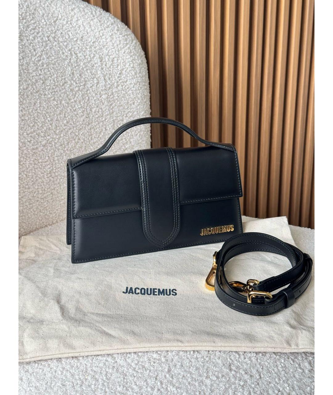 JACQUEMUS Черная кожаная сумка через плечо, фото 2