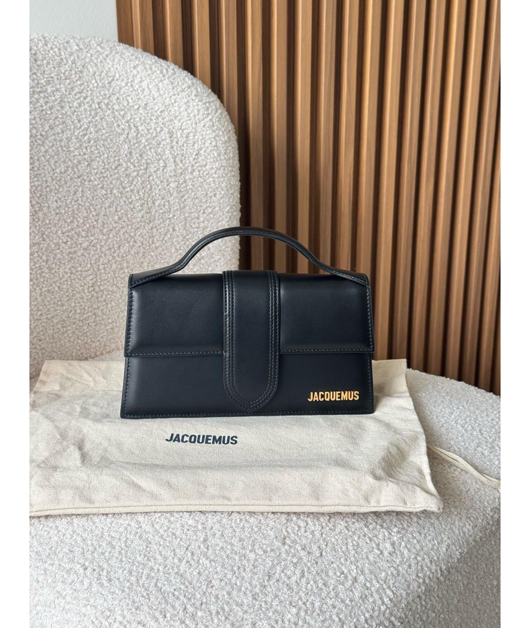 JACQUEMUS Черная кожаная сумка через плечо, фото 5