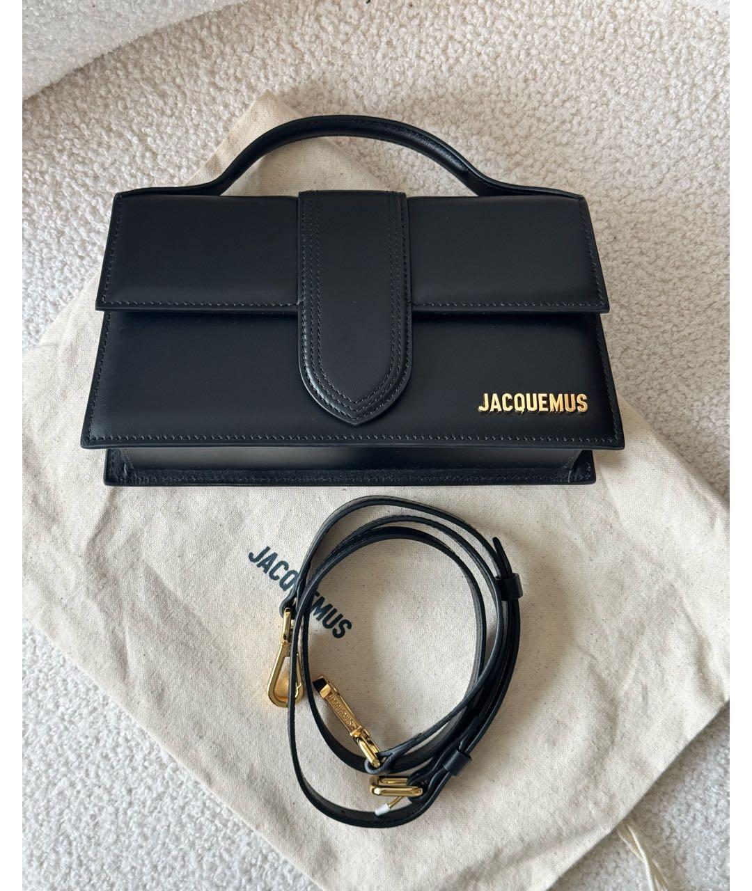 JACQUEMUS Черная кожаная сумка через плечо, фото 3