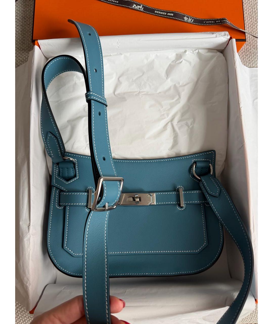 HERMES Голубая кожаная сумка через плечо, фото 3