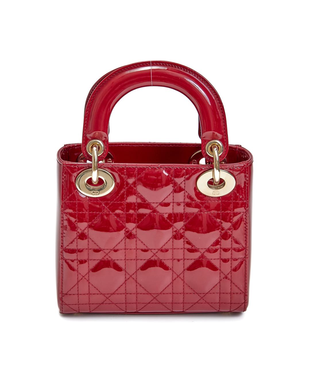 CHRISTIAN DIOR Красная сумка с короткими ручками из лакированной кожи, фото 3