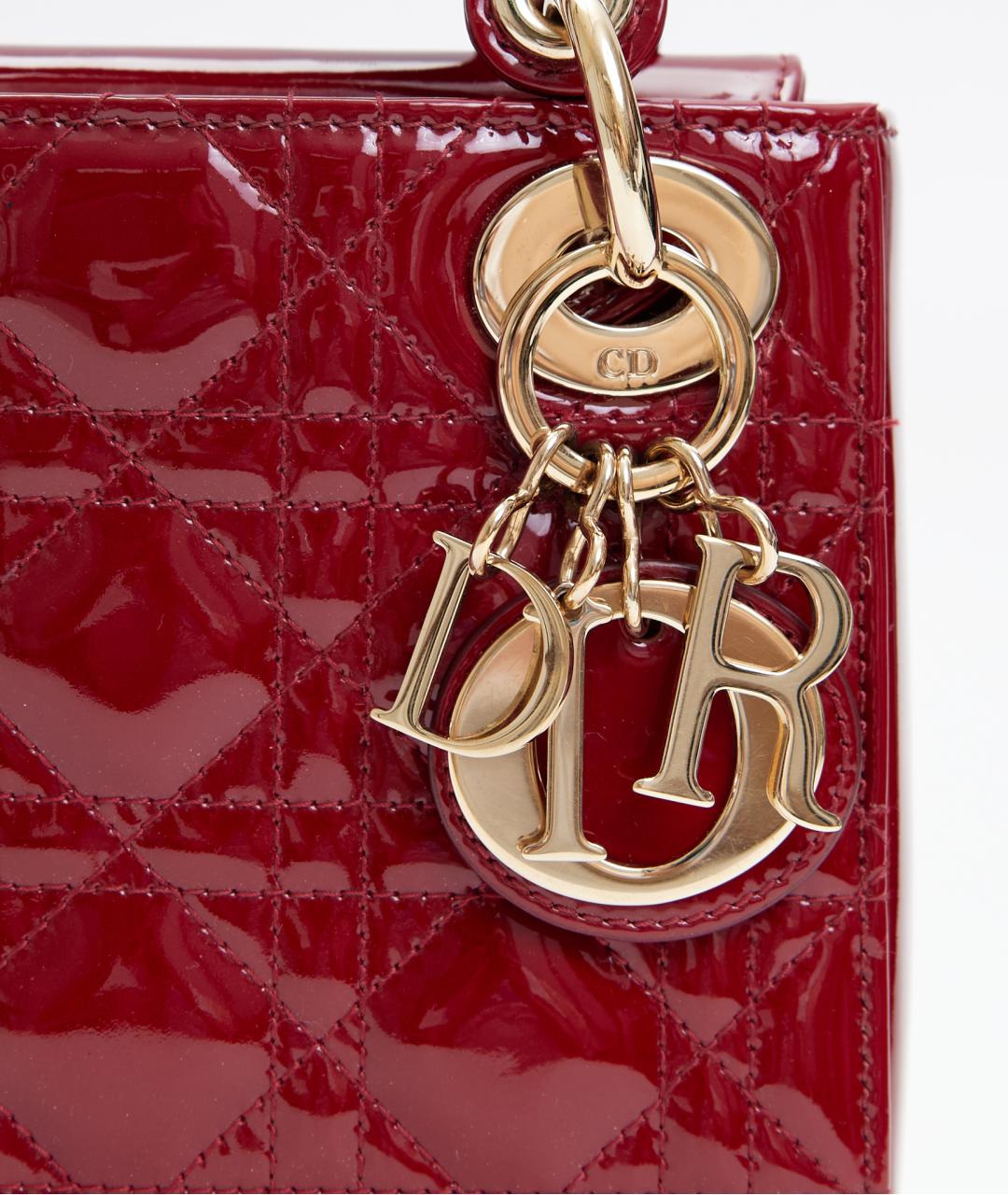 CHRISTIAN DIOR Красная сумка с короткими ручками из лакированной кожи, фото 4