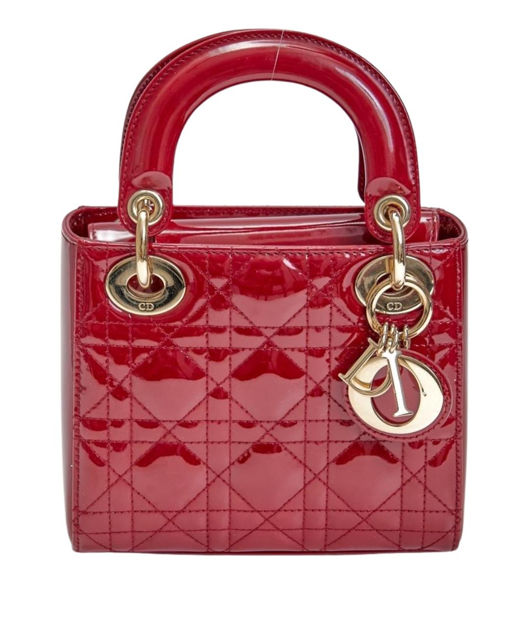 CHRISTIAN DIOR Красная сумка с короткими ручками из лакированной кожи, фото 1