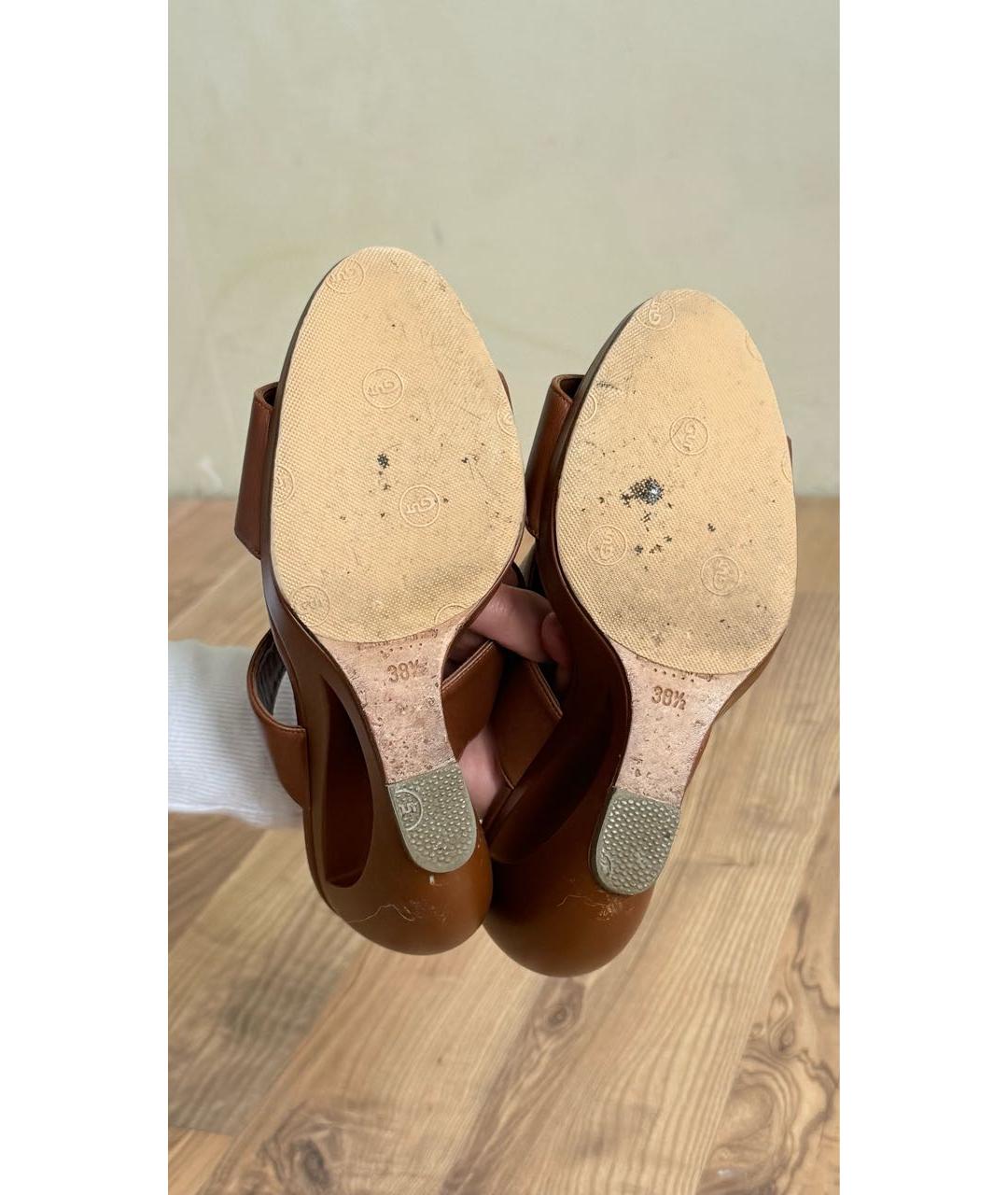MANOLO BLAHNIK Коричневые кожаные мюли, фото 5