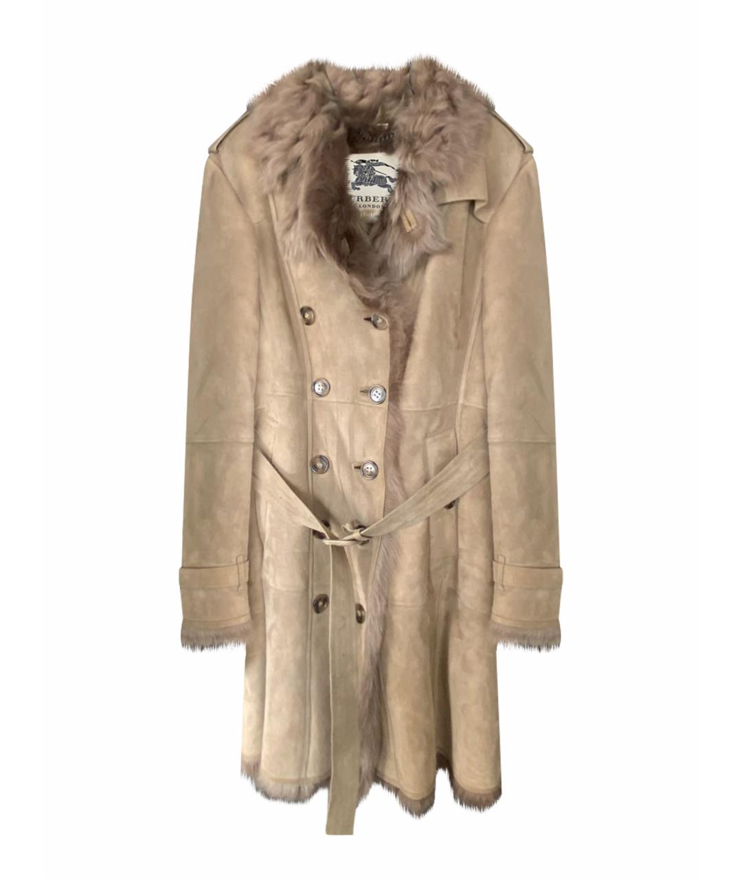 BURBERRY Бежевая замшевая дубленка, фото 1