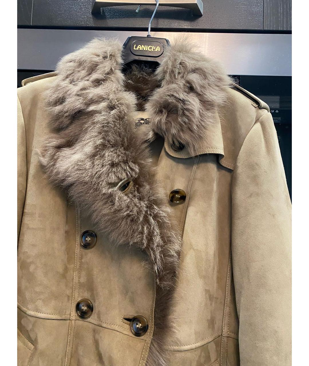 BURBERRY Бежевая замшевая дубленка, фото 7