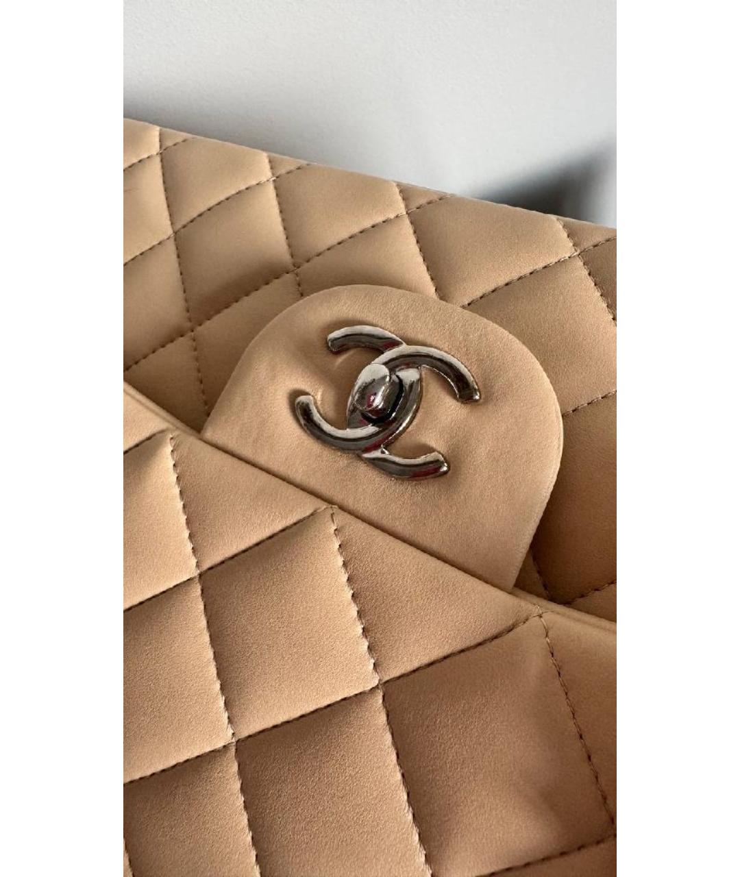 CHANEL Бежевая кожаная сумка через плечо, фото 8