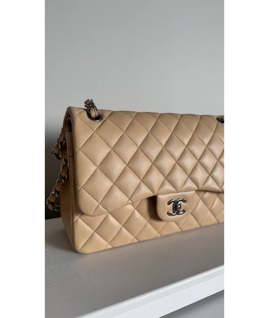 CHANEL Бежевая кожаная сумка через плечо, фото 10