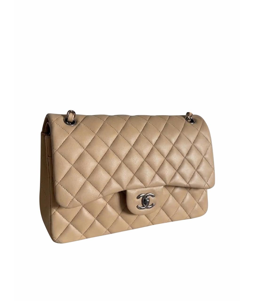 CHANEL Бежевая кожаная сумка через плечо, фото 1
